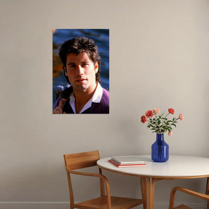 John Travolta 1980s Portrait Poster Classic Hollywood Actor Iconic Look Early Career Wall Art Print Old Hollywood Aesthetic Wall Decor - xonomax