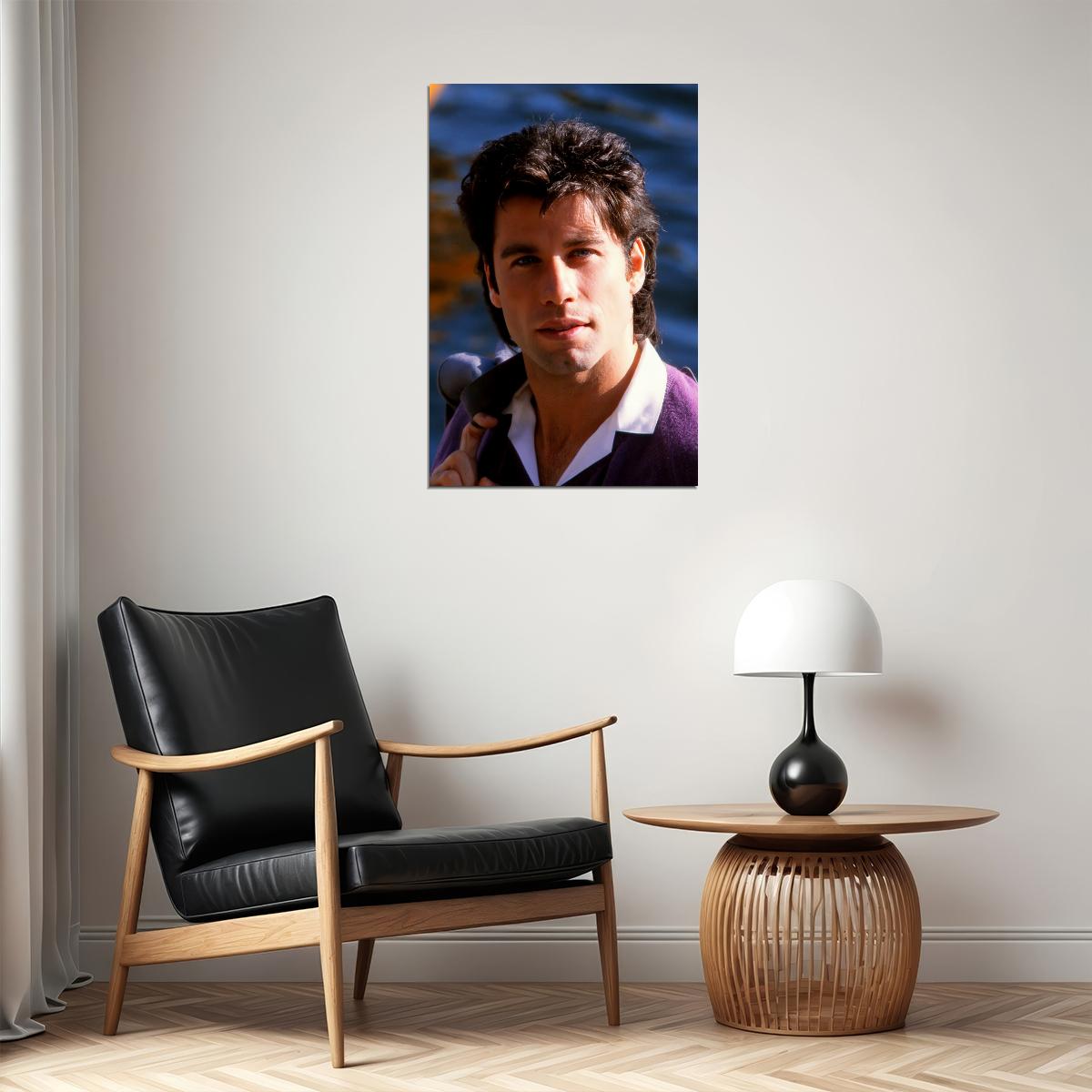 John Travolta 1980s Portrait Poster Classic Hollywood Actor Iconic Look Early Career Wall Art Print Old Hollywood Aesthetic Wall Decor - xonomax