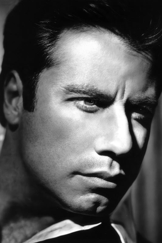 John Travolta Young Portrait Poster Classic Film Star 1970s Iconic Hollywood Actor Black And White Wall Art Print Old Hollywood Aesthetic Wall Decor