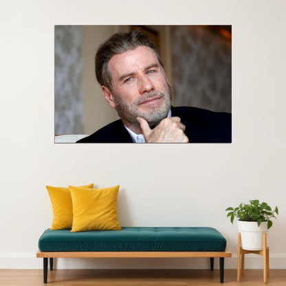 John Travolta Modern Portrait Poster Iconic Film Star Hollywood Actor Wall Art Print Old Hollywood Aesthetic Wall Decor