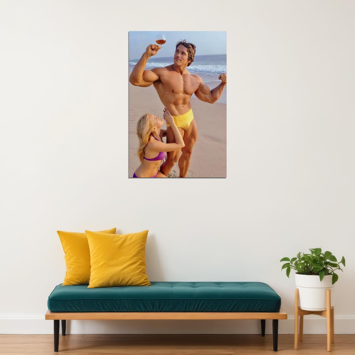 Arnold Schwarzenegger Young Bodybuilding Portrait Poster 1970s Classic Fitness Icon Mr. Universe Wall Art Print Old Hollywood Aesthetic Wall Decor