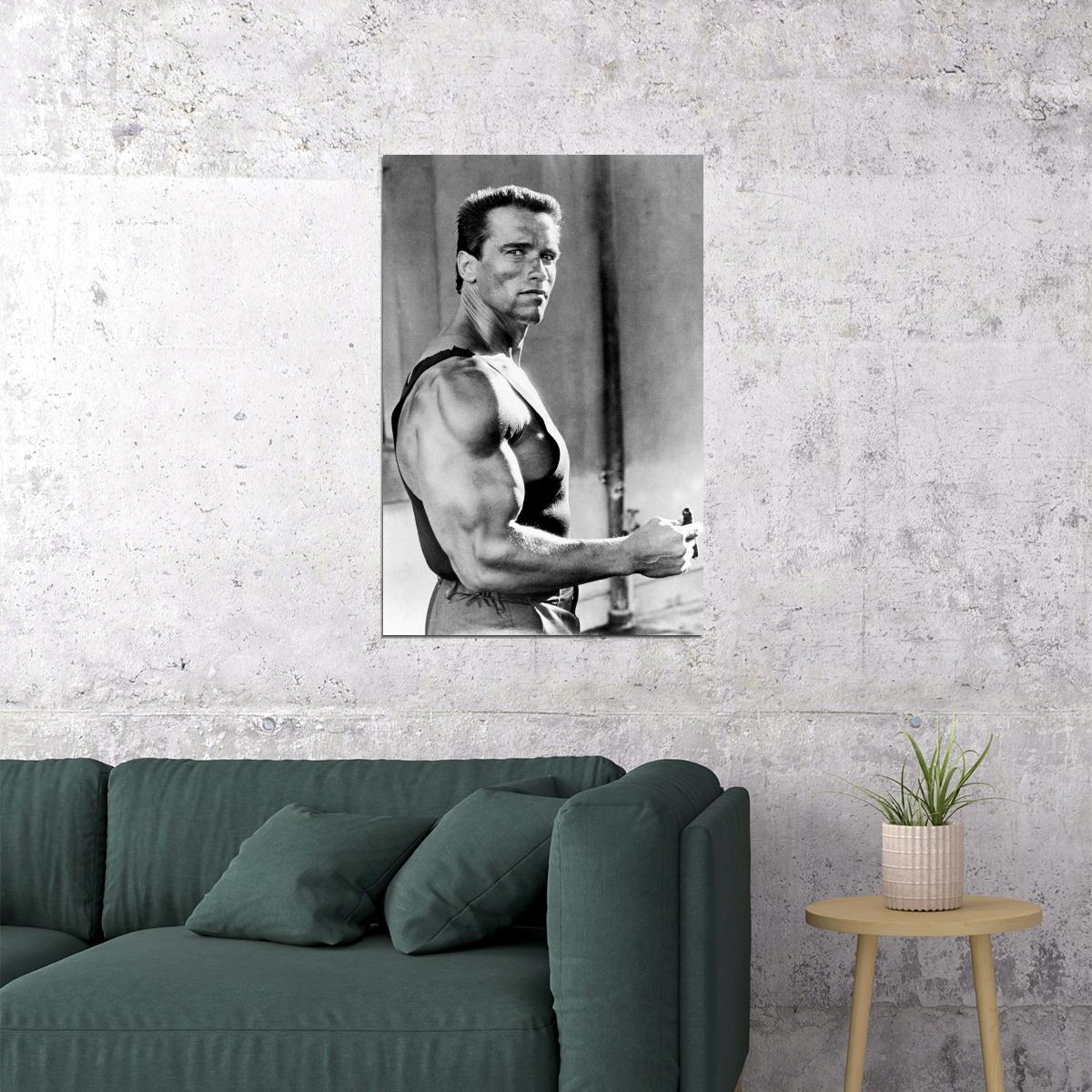 Arnold Schwarzenegger Action Star Portrait Poster Classic Hollywood Iconic Muscle Legend Sports Wall Art Print Old Hollywood Aesthetic Wall Decor - xonomax