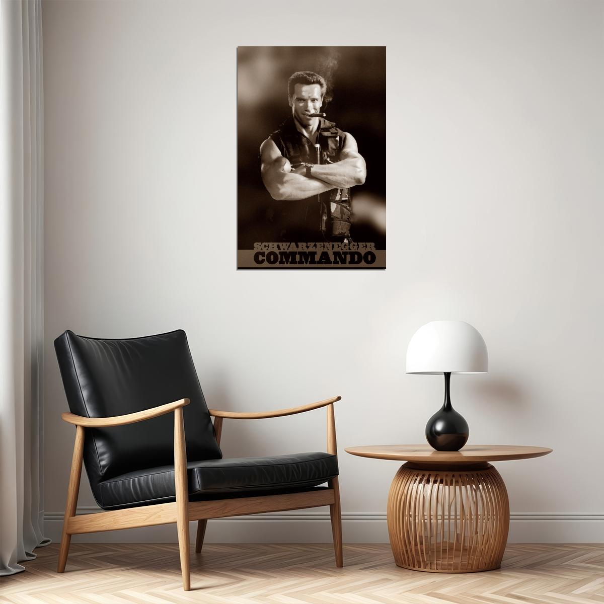 Arnold Schwarzenegger Commando Movie Poster 1985 Iconic Action Film Legendary Hollywood Star Wall Art Print Old Hollywood Aesthetic Wall Decor