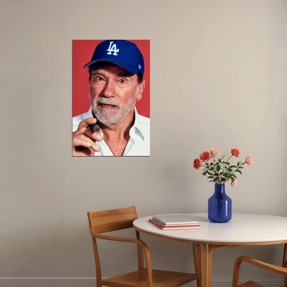 Arnold Schwarzenegger Modern Portrait Poster Hollywood Legend With Cigar Iconic Actor Recent Photo Wall Art Print Old Hollywood Aesthetic Wall Decor - xonomax
