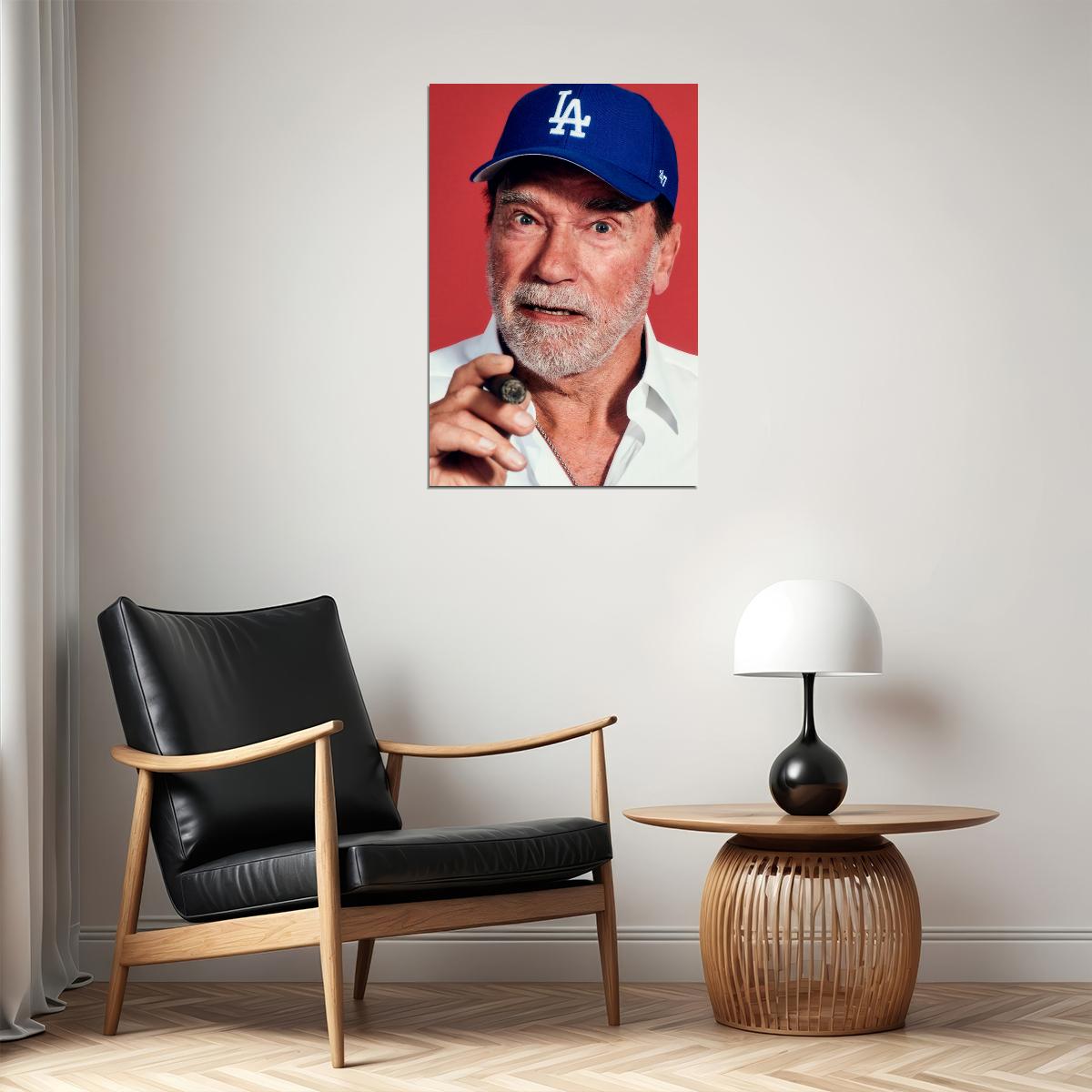 Arnold Schwarzenegger Modern Portrait Poster Hollywood Legend With Cigar Iconic Actor Recent Photo Wall Art Print Old Hollywood Aesthetic Wall Decor - xonomax