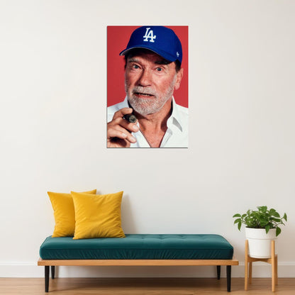 Arnold Schwarzenegger Modern Portrait Poster Hollywood Legend With Cigar Iconic Actor Recent Photo Wall Art Print Old Hollywood Aesthetic Wall Decor - xonomax