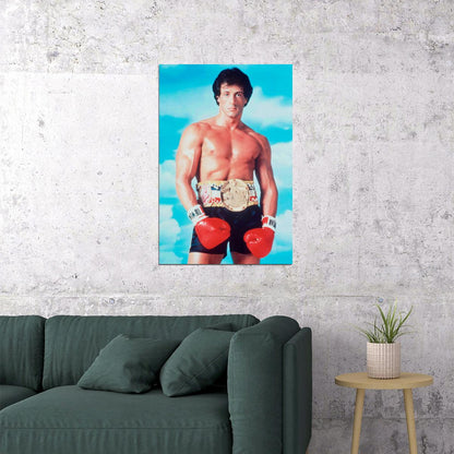 Sylvester Sly Stallone Boxing Champion Poster Classic Boxing Film Iconic Fighter Hollywood Legend Wall Art Print Old Hollywood Aesthetic Wall Decor