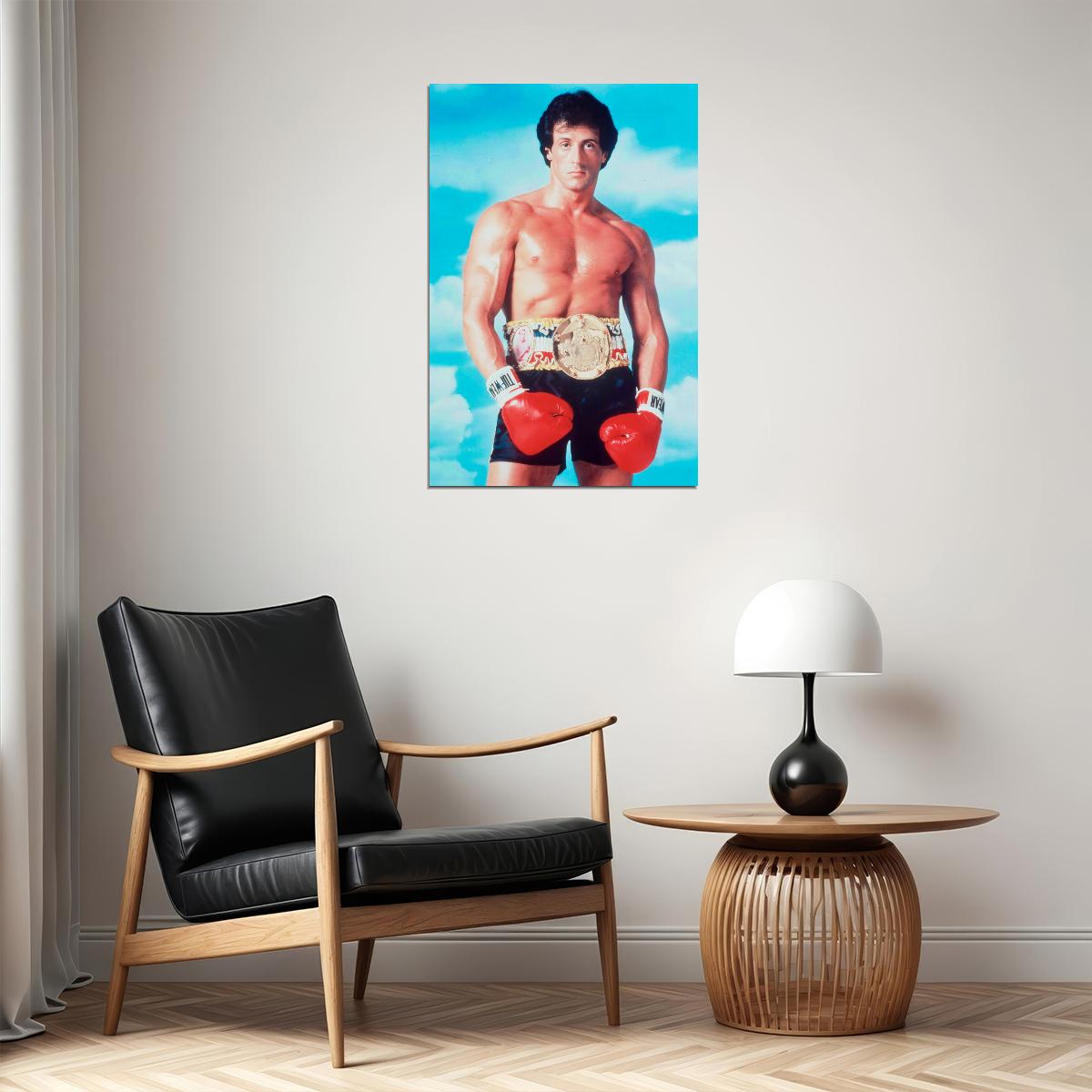 Sylvester Sly Stallone Boxing Champion Poster Classic Boxing Film Iconic Fighter Hollywood Legend Wall Art Print Old Hollywood Aesthetic Wall Decor