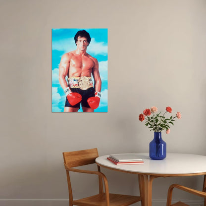 Sylvester Sly Stallone Boxing Champion Poster Classic Boxing Film Iconic Fighter Hollywood Legend Wall Art Print Old Hollywood Aesthetic Wall Decor