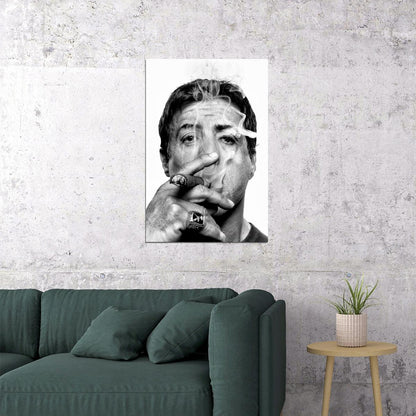 Smoking Portrait Poster Iconic Film Star Glamorous Hollywood Actor Black And White Wall Art Print Old Hollywood Aesthetic Wall Decor