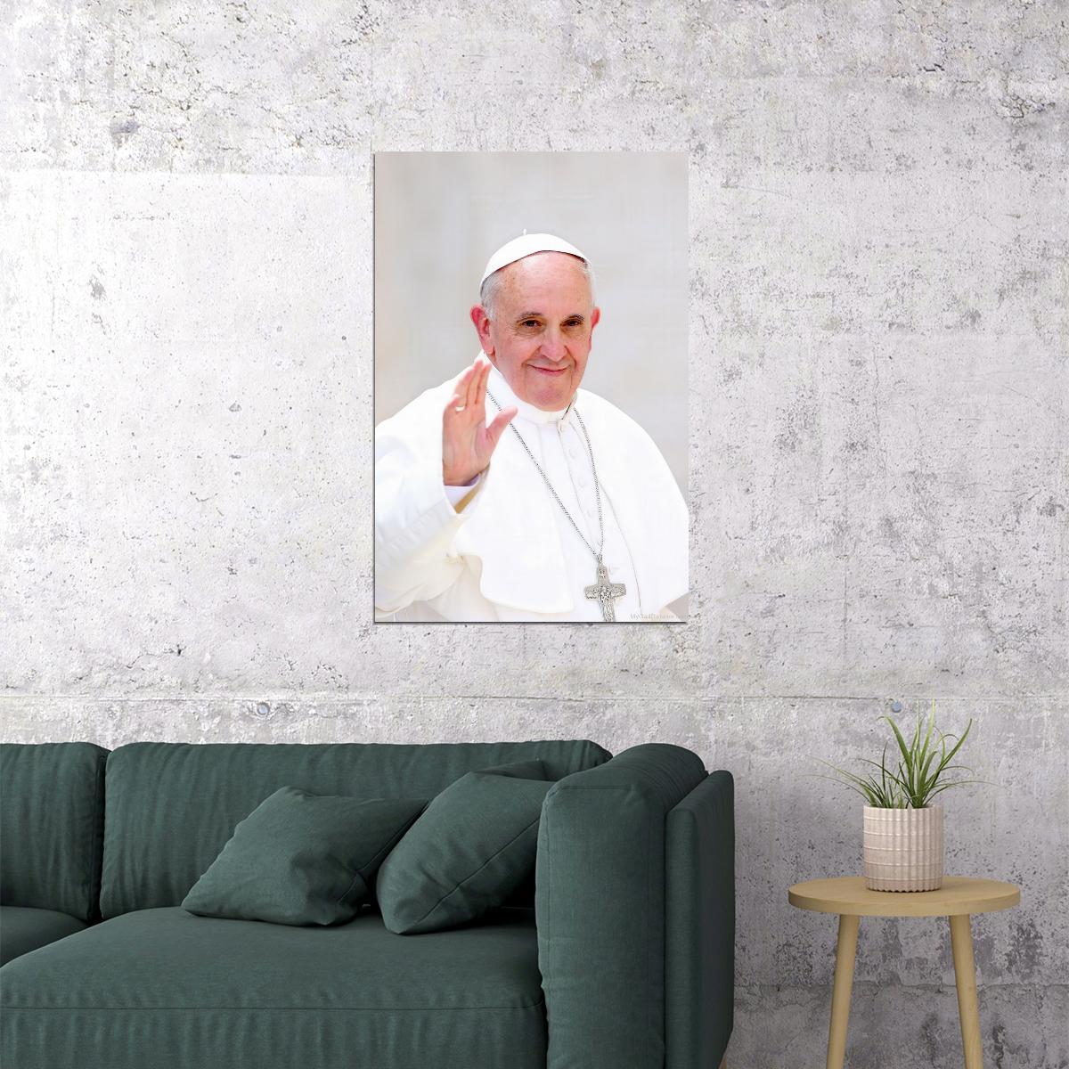 Pope Francis Blessing Portrait Poster Recent Vatican Photo Iconic Religious Figure Inspirational Leader Wall Art Print Old Hollywood Aesthetic Wall Decor