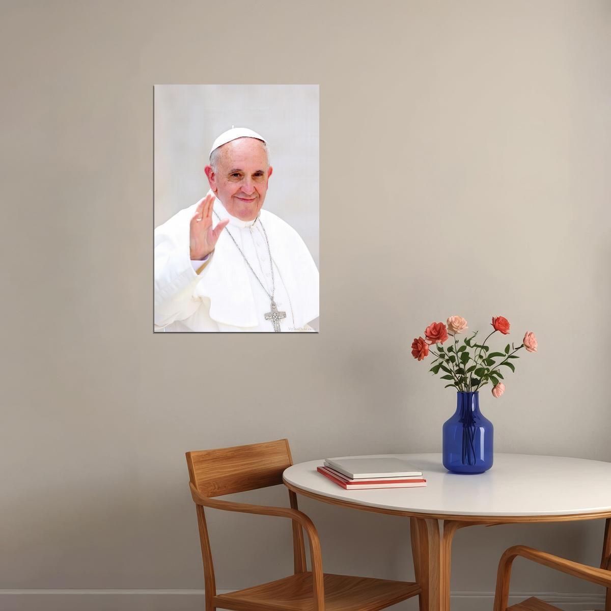 Pope Francis Blessing Portrait Poster Recent Vatican Photo Iconic Religious Figure Inspirational Leader Wall Art Print Old Hollywood Aesthetic Wall Decor