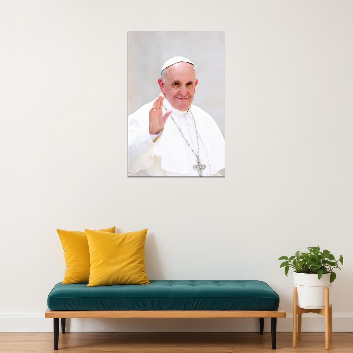 Pope Francis Blessing Portrait Poster Recent Vatican Photo Iconic Religious Figure Inspirational Leader Wall Art Print Old Hollywood Aesthetic Wall Decor