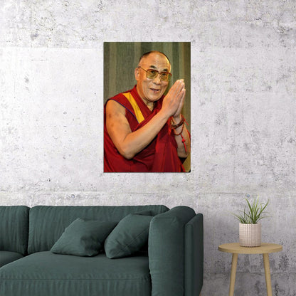 Tenzin Gyatso 14th Dalai Lama Modern Portrait Poster Iconic Tibetan Spiritual Leader Recent Photo Wall Art Print Old Hollywood Aesthetic Wall Decor