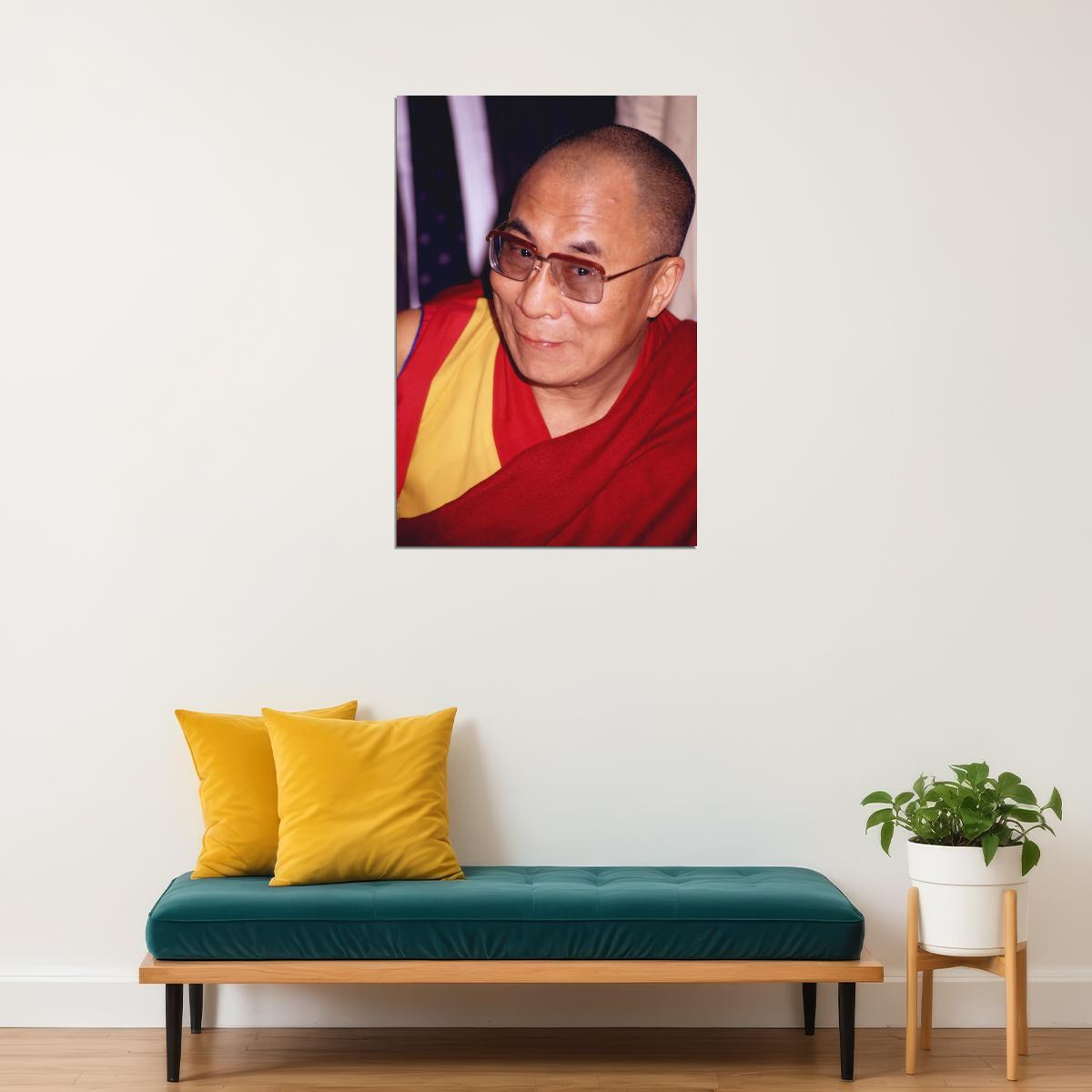 Tenzin Gyatso 14th Dalai Lama Smiling Portrait Poster Iconic Spiritual Leader Classic Religious Figure Wall Art Print Old Hollywood Aesthetic Wall Decor - xonomax