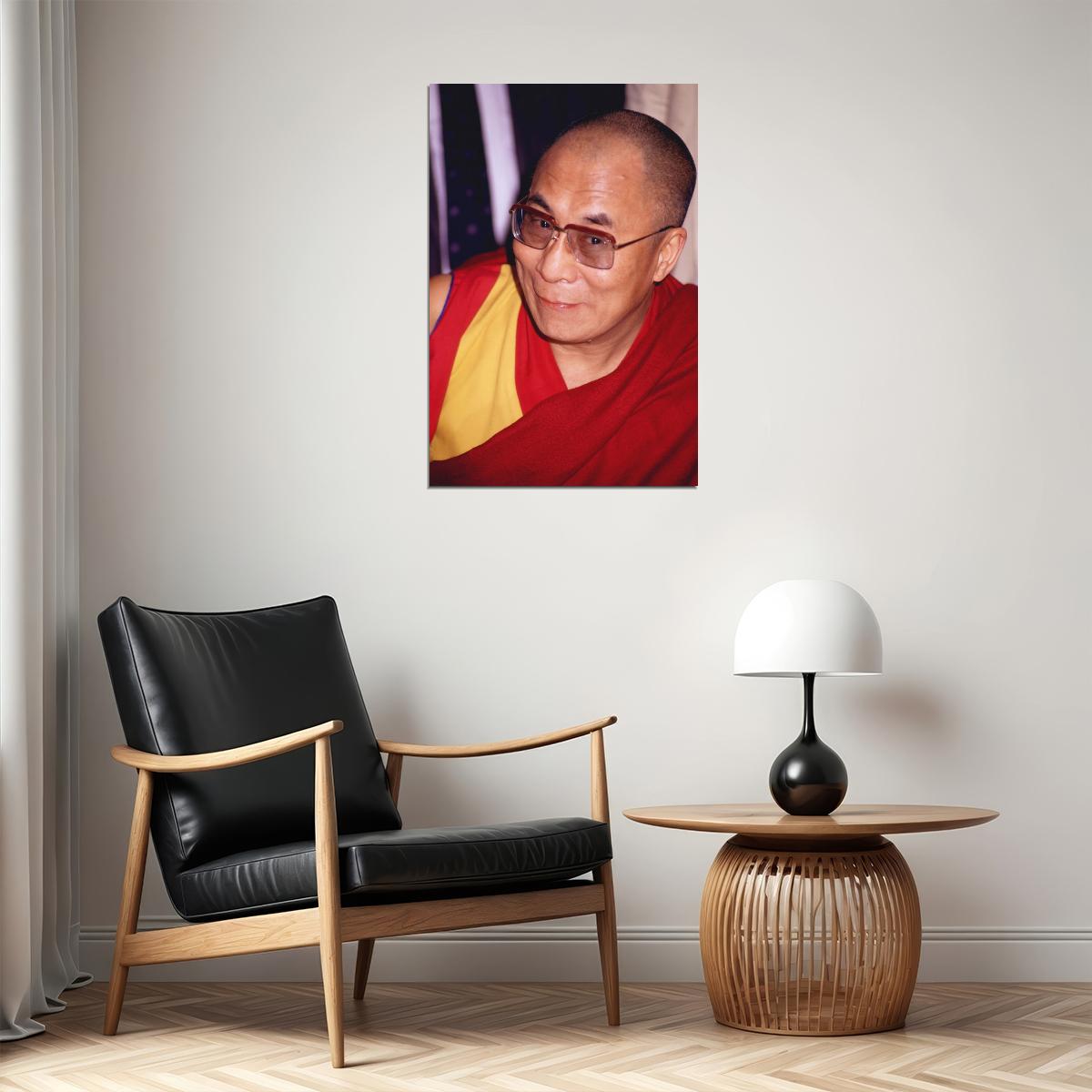Tenzin Gyatso 14th Dalai Lama Smiling Portrait Poster Iconic Spiritual Leader Classic Religious Figure Wall Art Print Old Hollywood Aesthetic Wall Decor - xonomax