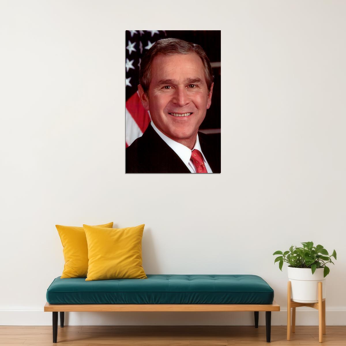 George W. Bush Presidential Portrait Poster 43rd President of the United States Leadership Photo Wall Art Print Old Hollywood Aesthetic Wall Decor