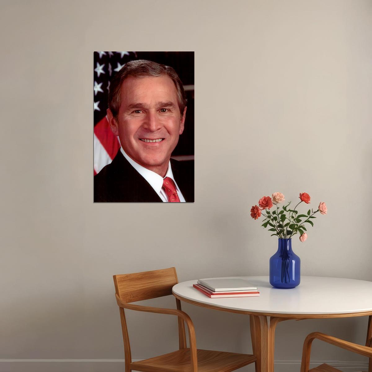 George W. Bush Presidential Portrait Poster 43rd President of the United States Leadership Photo Wall Art Print Old Hollywood Aesthetic Wall Decor