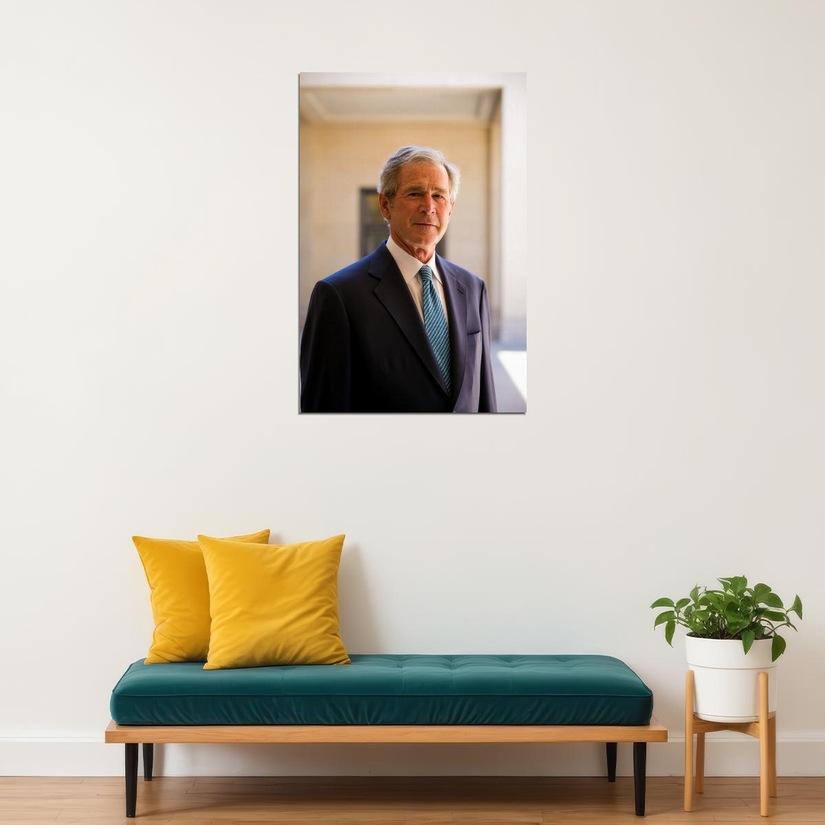 George W. Bush Modern Portrait Poster Former U.S. President Recent Photo Leadership Wall Art Print Old Hollywood Aesthetic Wall Decor