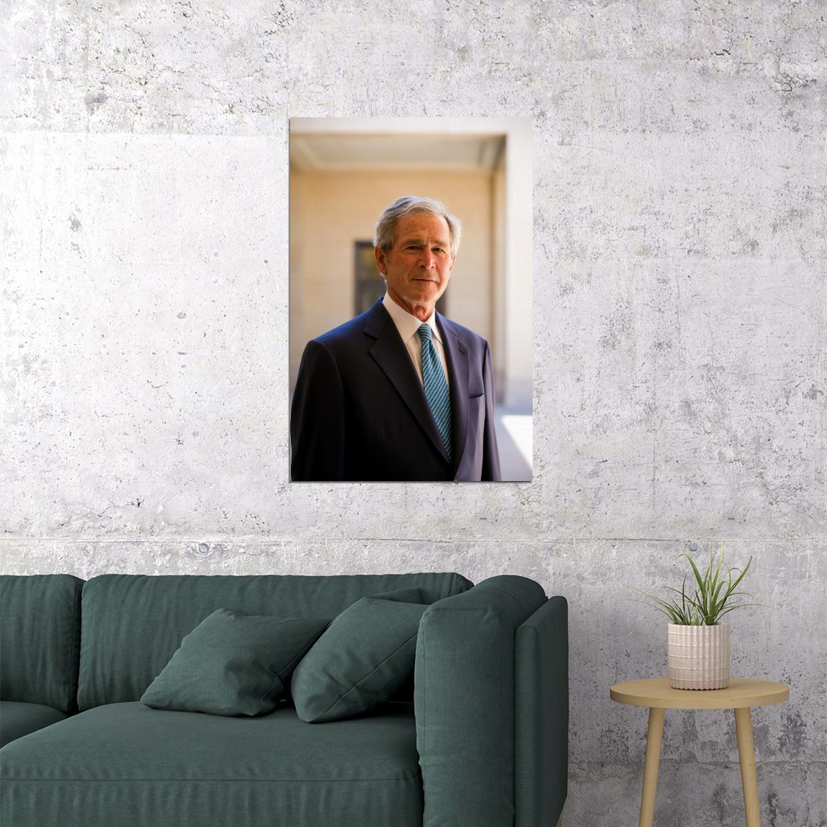 George W. Bush Modern Portrait Poster Former U.S. President Recent Photo Leadership Wall Art Print Old Hollywood Aesthetic Wall Decor