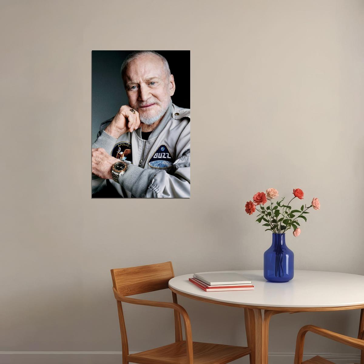 Buzz Aldrin Modern Portrait Poster Legendary Astronaut Recent Photo Space Icon Wall Art Print Old Hollywood Aesthetic Wall Decor