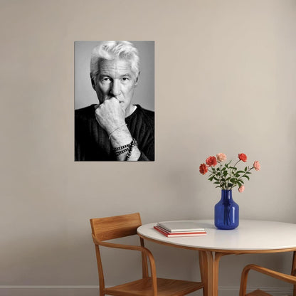 Richard Gere Modern Portrait Poster Classic Hollywood Actor Black and White Movie Star Photo Wall Art Print Old Hollywood Aesthetic Wall Decor