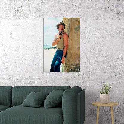 Tom Selleck 1980s Movie Poster Magnum PI Action Star Actor Iconic Hollywood Portrait Wall Art Print Old Hollywood Aesthetic Wall Decor