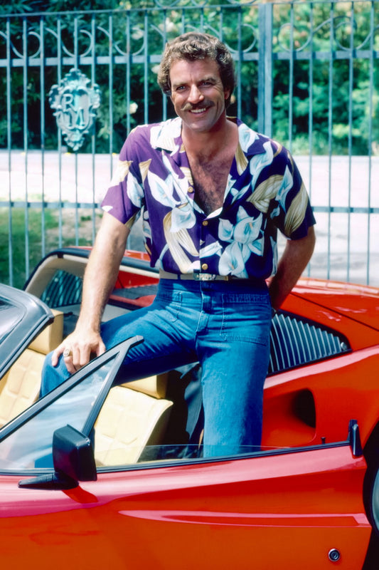 Tom Selleck 1980s Classic Car Scene Poster Magnum PI Actor Retro Hollywood Star Wall Art Print Old Hollywood Aesthetic Wall Decor