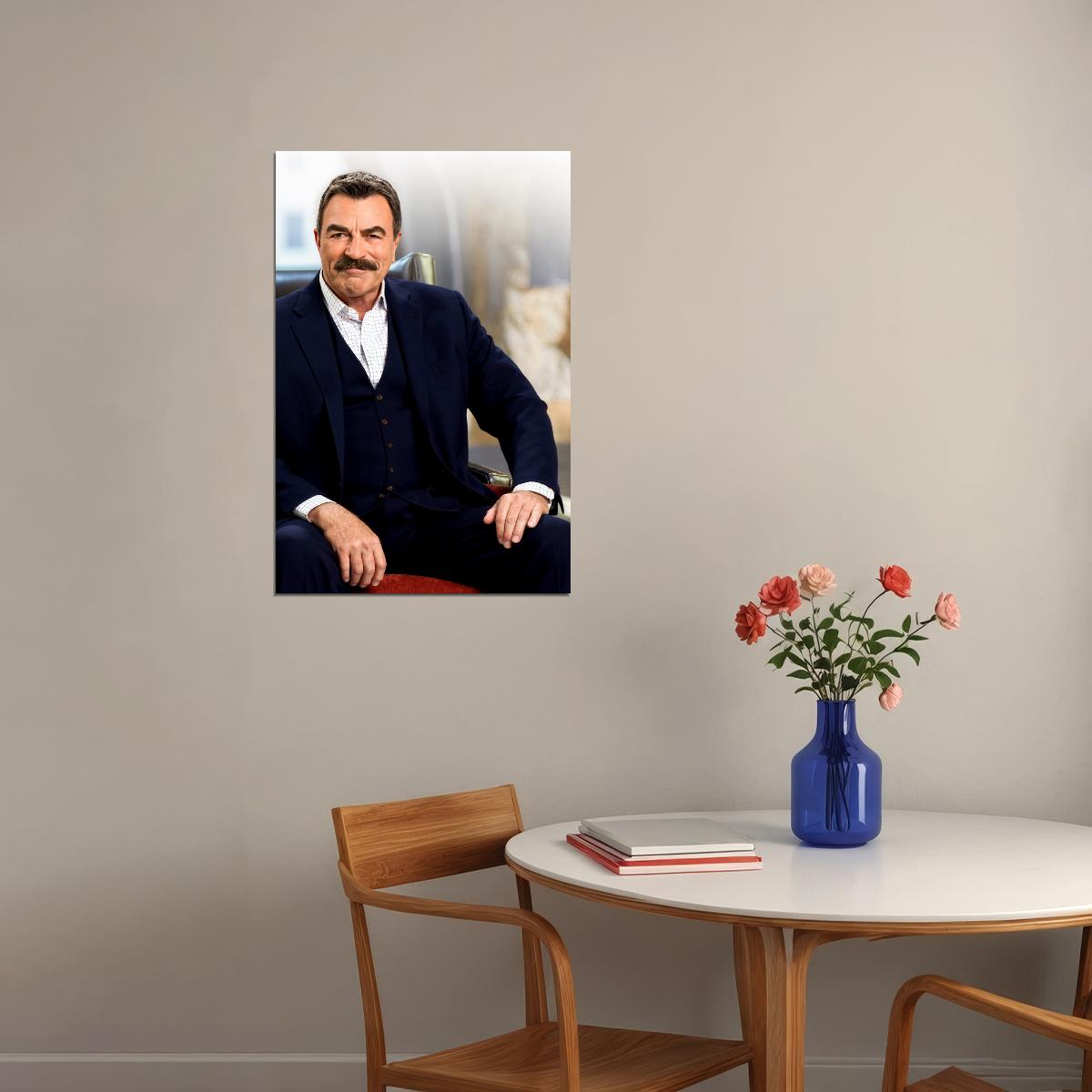 Tom Selleck Modern Portrait Poster Blue Bloods Actor Classic Hollywood Star Wall Art Print Old Hollywood Aesthetic Wall Decor