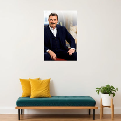 Tom Selleck Modern Portrait Poster Blue Bloods Actor Classic Hollywood Star Wall Art Print Old Hollywood Aesthetic Wall Decor