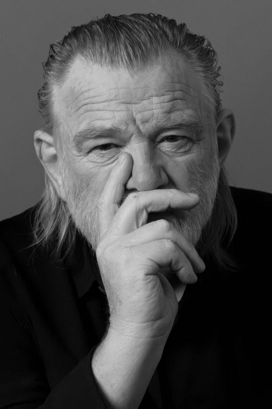 Brendan Gleeson Modern Portrait Poster Legendary Actor Recent Black And White Photo Pop Culture Icon Print Old Hollywood Aesthetic Wall Decor