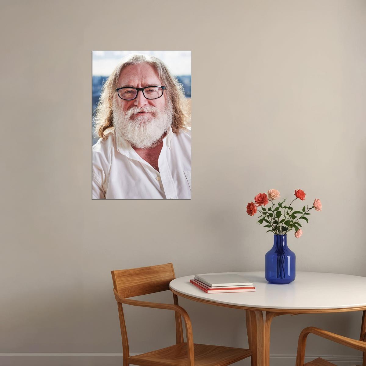 Gabe Newell Modern Portrait Poster Tech Visionary Recent Photo Gaming Industry Icon Wall Art Print Old Hollywood Aesthetic Wall Decor