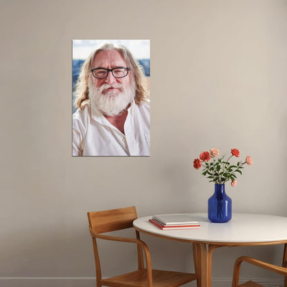 Gabe Newell Modern Portrait Poster Tech Visionary Recent Photo Gaming Industry Icon Wall Art Print Old Hollywood Aesthetic Wall Decor