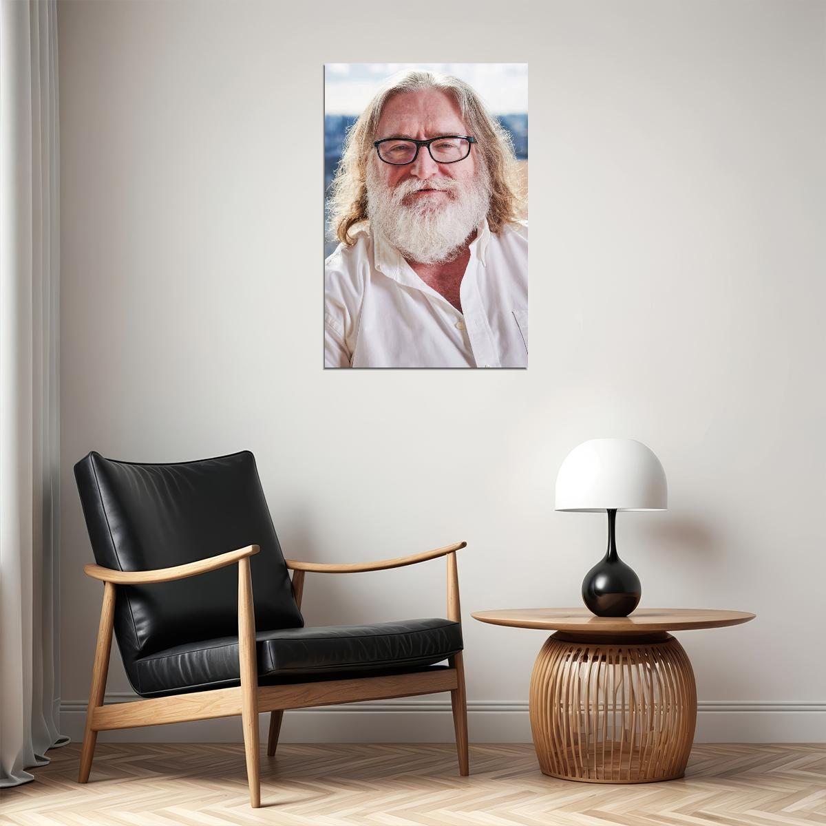 Gabe Newell Modern Portrait Poster Tech Visionary Recent Photo Gaming Industry Icon Wall Art Print Old Hollywood Aesthetic Wall Decor