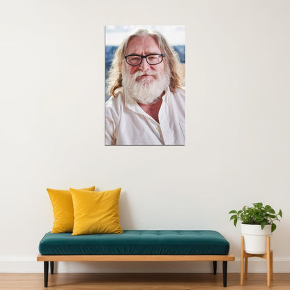 Gabe Newell Modern Portrait Poster Tech Visionary Recent Photo Gaming Industry Icon Wall Art Print Old Hollywood Aesthetic Wall Decor