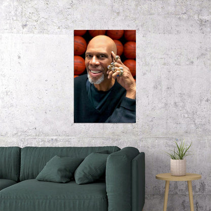 Kareem Abdul-Jabbar Modern Portrait Legendary Athlete Basketball Hall of Fame Icon Old Hollywood Aesthetic Wall Decor