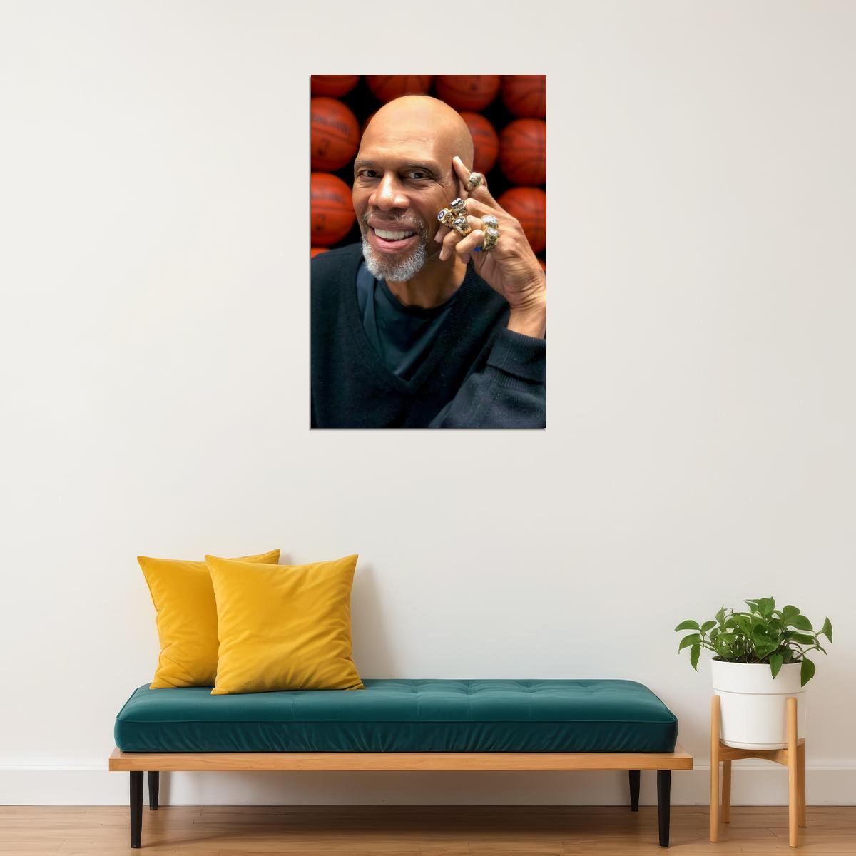 Kareem Abdul-Jabbar Modern Portrait Legendary Athlete Basketball Hall of Fame Icon Old Hollywood Aesthetic Wall Decor