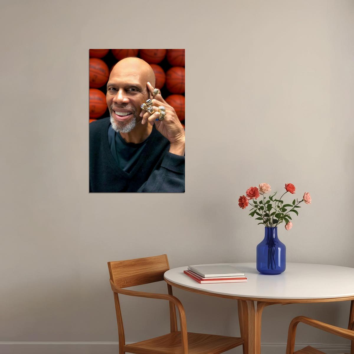 Kareem Abdul-Jabbar Modern Portrait Legendary Athlete Basketball Hall of Fame Icon Old Hollywood Aesthetic Wall Decor