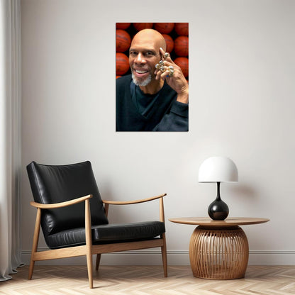 Kareem Abdul-Jabbar Modern Portrait Legendary Athlete Basketball Hall of Fame Icon Old Hollywood Aesthetic Wall Decor