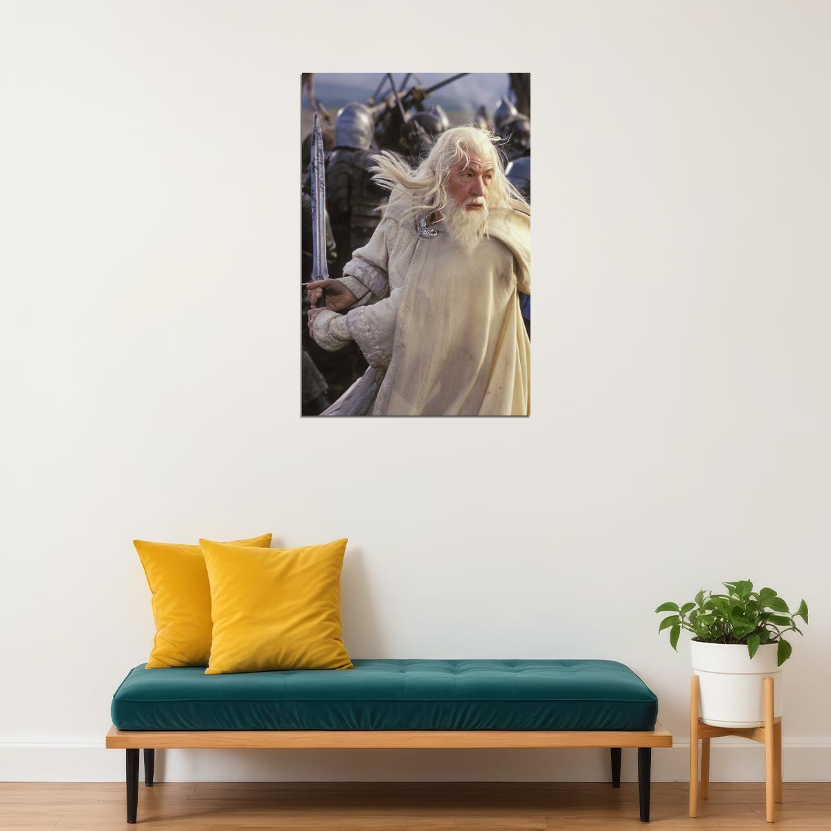 Ian McKellen Gandalf 2001 Movie Poster Photo Epic Fantasy Character Wall Art Print Old Hollywood Aesthetic Wall Decor