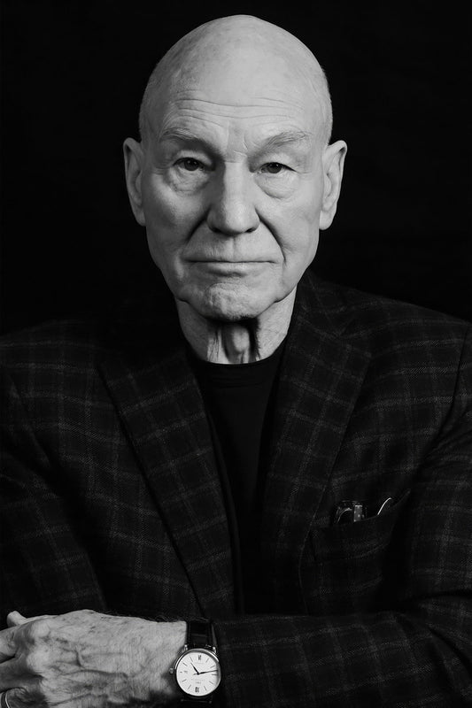 Patrick Stewart Black And White Photo Print Legendary Actor Timeless Portrait Wall Art Poster Old Hollywood Aesthetic Wall Decor