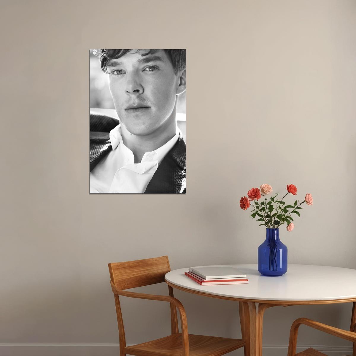 Benedict Cumberbatch Classic Portrait 2000s Photo Poster Black And White Legendary Actor Wall Art Old Hollywood Aesthetic Wall Decor