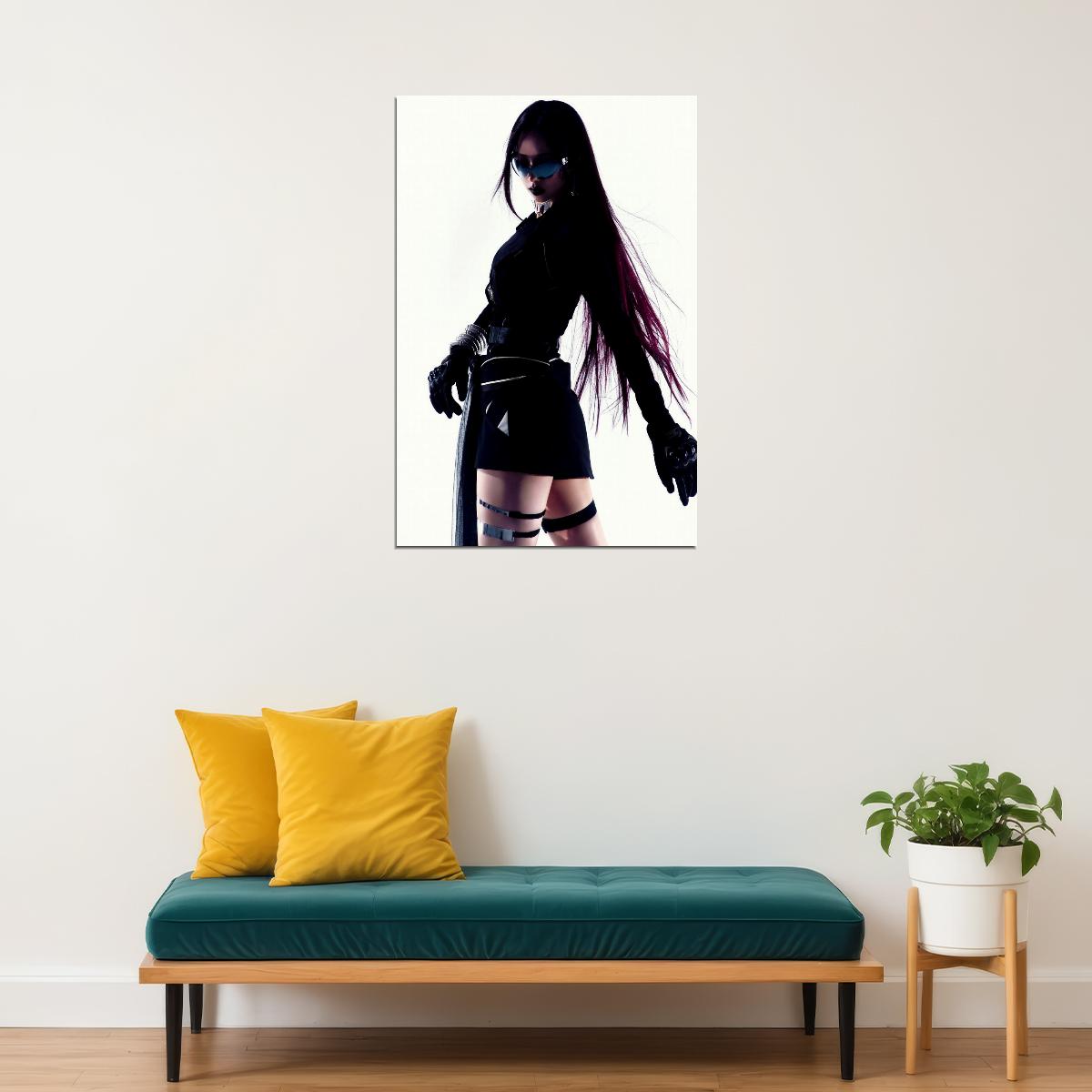 aespa Karina Whiplash Concept Photo K-pop Music Poster Y2K Futuristic Aesthetic Sexy Cyberpunk Female Idol Fashion Print Trendy Girl Group Wall Art - xonomax