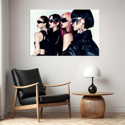 aespa Karina Winter Giselle Ningning Whiplash Album Concept Group Photo K-pop Music Poster Edgy Aesthetic Cyberpunk Female Idol Print Trendy Girl Group Wall Art - xonomax