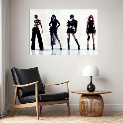 aespa Karina Winter Giselle Ningning Whiplash Album Concept Group Photo K-pop Music Poster Edgy Aesthetic Cyberpunk Female Idol Print Trendy Girl Group Wall Art