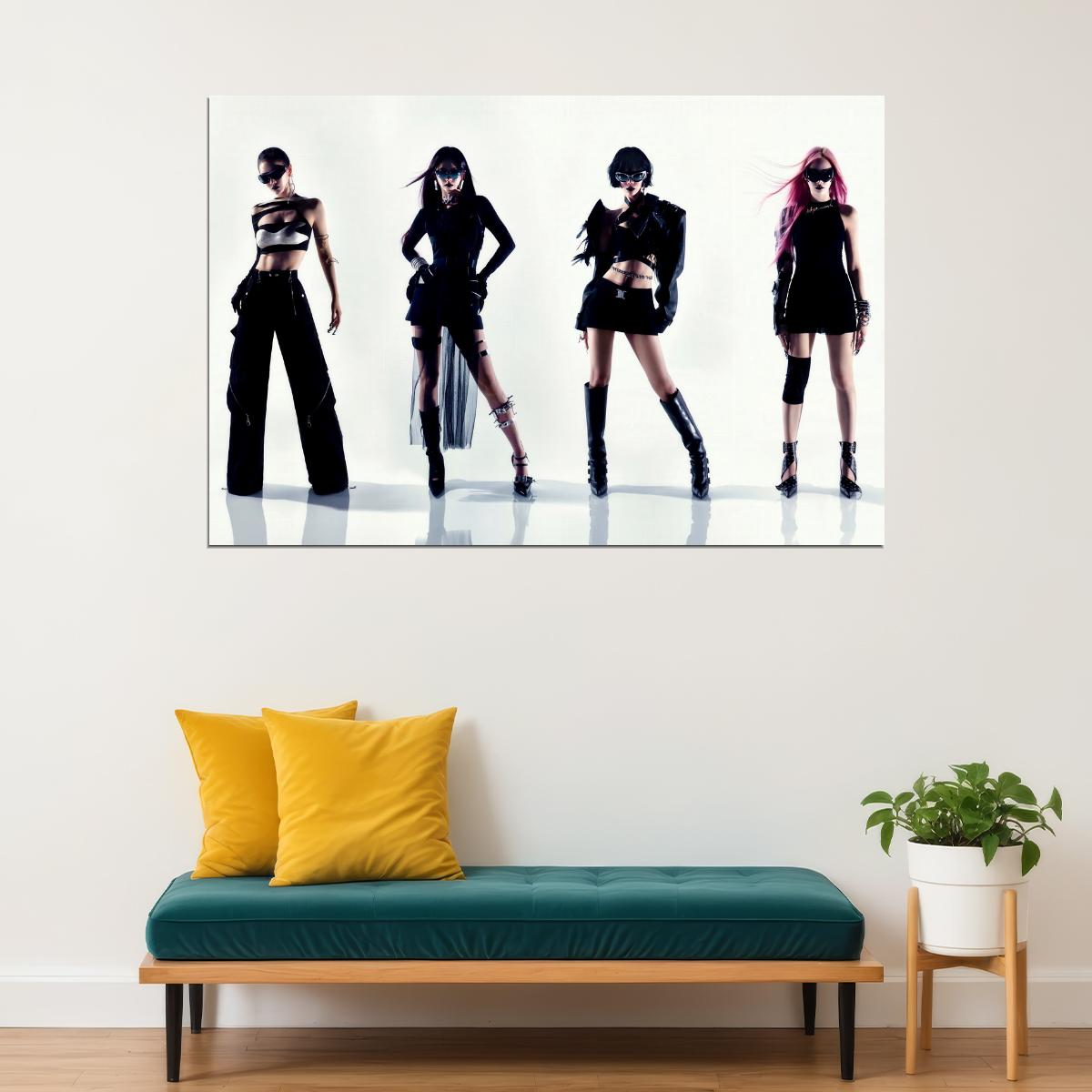 aespa Karina Winter Giselle Ningning Whiplash Album Concept Group Photo K-pop Music Poster Edgy Aesthetic Cyberpunk Female Idol Print Trendy Girl Group Wall Art