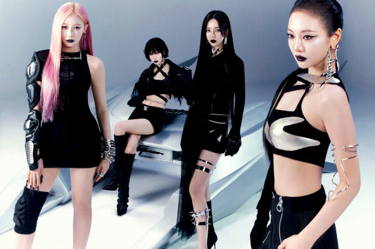 aespa Karina Winter Giselle Ningning Whiplash Album Concept Group Photo K-pop Music Poster Edgy Aesthetic Cyberpunk Female Idol Print Trendy Girl Group Wall Art - xonomax