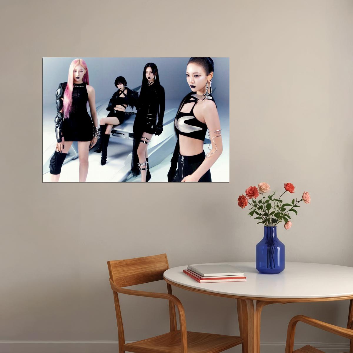 aespa Karina Winter Giselle Ningning Whiplash Album Concept Group Photo K-pop Music Poster Edgy Aesthetic Cyberpunk Female Idol Print Trendy Girl Group Wall Art - xonomax