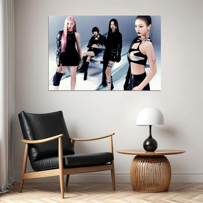 aespa Karina Winter Giselle Ningning Whiplash Album Concept Group Photo K-pop Music Poster Edgy Aesthetic Cyberpunk Female Idol Print Trendy Girl Group Wall Art - xonomax