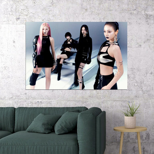 aespa Karina Winter Giselle Ningning Whiplash Album Concept Group Photo K-pop Music Poster Edgy Aesthetic Cyberpunk Female Idol Print Trendy Girl Group Wall Art - xonomax